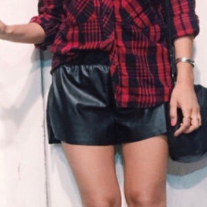 Black Faux Leather Shorts - Small